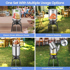 ARC 40QT Turkey Fryer Pot With Basket Kit, Stainless Steel Tamale Steamer Pot And Cast Iron Propane Burner 65,000BTU With Adjustable Legs, Crawfish Boil Seafood Boil Pot Propane Stove For Outdoor