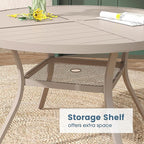 DIFY 5 Pieces Outdoor Patio Dining Set, 4 Sandshell Textilene Swivel Dining Chairs and 40.6" Sandshell Round Metal Dining Table, Outdoor Table and Chairs