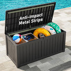 120 Gallon Outdoor Storage Box, Resin Deck Boxes Outdoor Waterproof For Patio Furniture, Garden Tools, Pool Supplies, Lockable And UV Resistant