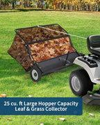 48" Lawn Sweeper Tow Behind, Heavy Duty Yard Sweeper Pull Behind with 25 Cu.Ft Large Hopper & Adjustable Sweeping Height, Universal Leaf Grass Collector for Tractor ATV UTV, Black