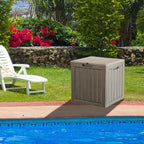 35 Gallon Resin Deck Box, Waterproof Outdoor Storage Bin for Patio, Poolside, and Garden, Lockable & UV-Resistant,Grey