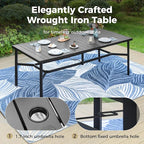 9 Pieces Outdoor Dining Set for 8, Patio Dining Set Wicker Rattan Chairs with 3.1" Cushion and Rectangular Table with Umbrella Hole, Wicker Patio Table and Chairs for Backyard Porch