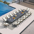 PURPLE LEAF 16 Pieces Patio Dining Set Wicker Outdoor Furniture Rectangular Table and Chairs Set for Garden Deck Aluminum Frame Backyard Kitchen Set, Cushions and Pillows Included Taupe