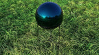 Lulu Decor, Blue Stainless Steel Gazing Mirror Ball Size 12 with Stand