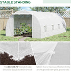 Outsunny 20' x 10' x 7' Walk-in Tunnel Greenhouse with Zippered Door & 8 Mesh Windows, Large Garden Green House Kit, Galvanized Steel Frame, White