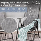 PHI VILLA 5 Piece Outdoor Patio Dining Set, 42 Inch Round Patio Table Set with 4 Adjustable High Back Folding Patio Sling Chairs, Grey