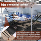 TegerDeger Anti-flip 12FT Hammock Large Hammock 450LB Capacity with Iron Spreader Bar & Nylon Rope for Outside, Patio, Garden, Backyard, Beach - Blue Strips
