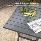 DIFY 27.6" Square Patio Dining Table, Grey Small Outdoor Bistro Table with Rust Resistant Metal Frame, Ideal for Lawn, Backyard and Deck