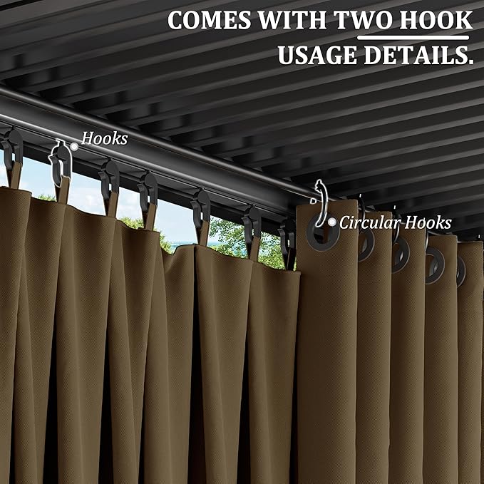 Gazebo Universal Replacement Privacy Curtain,10'×12' Gazebo Outdoor Waterproof Curtains, 4-Panels Sidewall Curtains with Double Zipper for Patio Canopy, Garden and Backyard (Curtain Only)