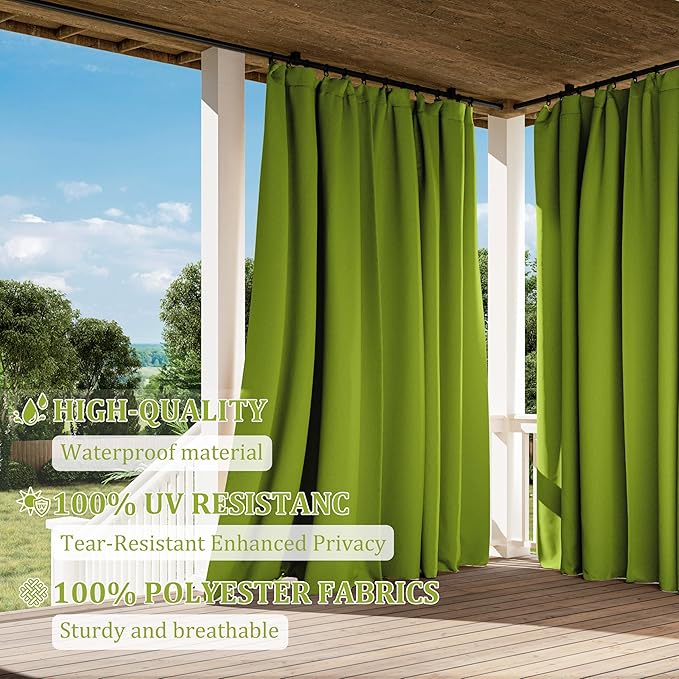 Gazebo Universal Replacement Privacy Curtain,12'×16' Gazebo Outdoor Waterproof Curtains, 4-Panels Sidewall Curtains with Double Zipper for Patio Canopy, Garden and Backyard (Curtain Only)