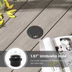 DIFY Outdoor Dining Table, Patio Square Metal Dining Table with 1.57" Umbrella Hole for 4 Person, Ideal for Poolside, Deck, Garden and Balcony, Grey Wood-Like