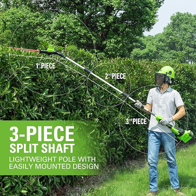 Greenworks 40V 10" Brushless Pole Saw + Pole Hedge Combo, 2.5Ah Battery and Charger Included
