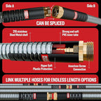 Best 50 ft Metal Garden Hose Set - No-Kink Durable 316 Stainless Steel, 10-Way Zync Spray Nozzle & Hook – Tough Flexible Heavy Duty Water Hoses, Naval Brass, Rust, Weather, LeakProof