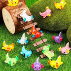 64Pcs Luminous Mini Resin Axolotl 8 Colors Glow in The Dark Small Little Resin Axolot to Hide Bulk Miniature Plastic Animal Figures for Micro Landscape Dollhouse Fairy Garden Aquarium Potted DIY Decor
