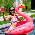 JAMBO Unicorn and Flamingo Pool Floats- 2 Pack with 2 Drink Holder Floats, Large Flamingo and Unicorn Tube Float, Adult & Teens, Inflatable Tanning Pool Toys, Tanning Pool Float, Tanning Float