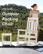 SERWALL Oversized Rocking Chair Set of 2 Outdoor, HDPE Outdoor Rocking Chair Set of 2, White