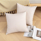 Kevin Textile Pack of 2 Decorative Outdoor Waterproof Throw Pillow Covers Checkered Pillowcases Classic Cushion Cases for Patio Couch Bench 16 x 16 Inch Light Beige