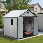 Resin Shed, Outdoor Shed with Floor, Outside Storage Sheds with Lockable Door, Window, Vents for Backyard, Garden, Lawn (7FT x 9FT)