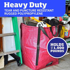 DURASACK Heavy Duty Home and Yard Bags 48-Gallon Reusable Self-Standing Lawn and Leaf Bags Garbage Can with Reinforced Handles, Red