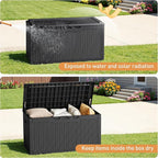 Greesum 100 Gallon Resin Deck Box Large Outdoor Storage Boxes with Cushions for Garden Tools, Patio Furniture Pillows, Pool Supplies, Black