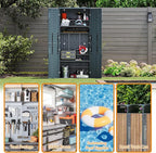 30 Cubic Ft. Vertical Resin Outdoor Storage Shed with Lockable Double Doors,Tall Storage Cabinet with 4 Shelves, Weather-Resistant Multi-Wall Panels,Storage Shed for Patio, Garden, Yard, Grey