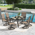 Soohow Swivel Outdoor Dining Chairs Set of 6, Patio Swivel Dining Chair with Textilene Fabric, Outdoor Metal Armchair All Weather Resistant, Ergonomic Comfort, Perfect for Patio, Backyard, Balcony