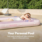 SLOOSH Inflatable Tanning Pool Lounger Float, 70" x 46" Pool Floats Adult with Pillow, 4 in 1 Suntan Tub Raft Floatie,Sunbathing Bed Lounge for Water Blow Up Kids Ball Pit Party Gifts, L-Purple Pink