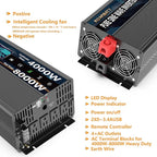 Pure Sine Wave Power Inverters 4000W 12V DC to AC 110V 120V Peak 8000W with Remote Control 4 Outlets,Dual USB Port,LED Display Terminal Blocks for Inverter Truck RV Car Solar System