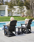 SERWALL Adirondack Swivel Glider Chair, HDPE Patio Swivel Glider for Outdoor, All-Weather Glider Chair for Porch, Balcony, Obsidian Black