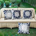 Qahing Pack of 4 Outdoor Waterproof Pillow Covers 20x20 Decorative Outdoor Throw Pillows Garden Square Cushion Cases for Patio Furniture, Couch, Tent Sunbrella, Bench, Navy Blue Grey
