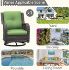 Outdoor Swivel Rocker Patio Chair - Outdoor Wicker Patio Glider Chair with Olefin Fabric Cushions Suitable for Backyard Deck and Porch, Green