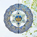 FLAGWIX Christmas Hanukkah Gifts for Women Men - Star of David 3D Stainless Steel Wind Spinners Outdoor 12in- Christmas Hanukkah Decorations, Hanging Wind Spinners Garden Decor, Religious Jewish Gifts