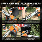 E & S 3 Pack 8 Inch Chainsaw Chain 3/8" LP Pitch .043" Gauge 34 Drive Links Semi-Chisel Chain Saw Chains for Husqvarna, Poulan, Craftsman, Greenworks and More Chainsaw Brands