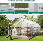 YITAHOME 6x16FT Polycarbonate Greenhouse Large Heavy Duty Green Houses Outdoor Aluminum Greenhouses with Sliding Doors Vent Window Walk-in Greenhouse for Garden Backyard, Silver