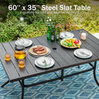 PHI VILLA Outdoor Dining Set for 6, All-Weather Patio Table and Chairs Set for 6, Heavy Duty Rectangle Patio Metal Table Set for Deck, 6 Extra Large Outdoor Swivel Chairs with Thick Cushions