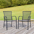Outdoor Metal Patio Chairs Set of 2, Stackable Iron Mesh Dining Chairs with Armrests, All-Weather Bistro Chairs for Garden, Backyard, Porch, or Balcony