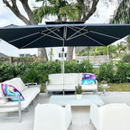 PURPLE LEAF 10 X 13 FT Cantilever Patio Umbrellas with Base Included, Large Square Offset Umbrella with 360° Rotation, Outdoor Aluminum Pool Umbrella for Pool Lawn Garden, Navy Blue