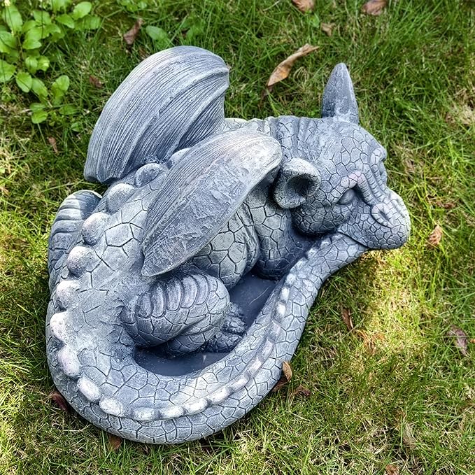 Large Sleeping Dragon Garden Outdoor 22" L Statue Mythical Decor for Lawn Yard Patio Pond Porch Deck Baby Sleeping Dragon Ornament Birthday Presents for Friends Family
