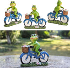 Garden Statues Outdoor Frog Decor Cute Frog Ride Bike Decorations for Outside Home Decor Frogs Figurines Gifts for Patio Yard Lawn Gardening Gift for Women (Green)