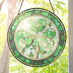 FLAGWIX Christmas Irish Gifts for Women Men - 100% Stained Glass Hanging Suncatcher 8 in - Birthday Christmas Irish Decorations for Family Friends, Shamrock Home Decor, St Patricks Day Decorations