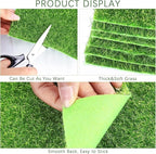 Elcoho 18 Pieces Fake Grass for Crafts Fairy Garden 6 x 6 Inches Artificial Garden Grass for Miniature Ornament Dollhouse DIY Decoration