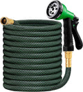 HBlife Garden Hose 25ft, Non Expandable Water Hose with 8 Watering Spray Nozzle, Flexible Lightweight Hose for Yard, Lawn, Car Wash and Outdoor (Black, 25FT)