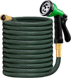 HBlife Garden Hose 25ft, Non Expandable Water Hose with 8 Watering Spray Nozzle, Flexible Lightweight Hose for Yard, Lawn, Car Wash and Outdoor (Black, 25FT)