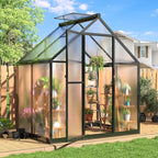 Polar Aurora 4x6 FT Greenhouse, Quick Aluminum Assembly Structure Polycarbonate Greenhouse, Walk-in Greenhouses for Outdoors with Ventilated Windows, Green Houses for Outside Backyard Garden