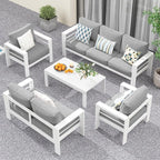 Solaste Aluminum Patio Furniture Set for All Weather, Oversized Metal Outdoor Furniture Set with 27.5" Deep Seating and 3.2" Wide Armrest, Outdoor Patio Conversation Set with 5" Cushion, White