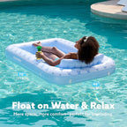 SLOOSH Inflatable Tanning Pool Lounger Float, 70" x 46" Pool Floats Adult with Pillow, 4 in 1 Suntan Tub Raft Floatie,Sunbathing Bed Lounge for Water Blow Up Ball Pit Party Gifts