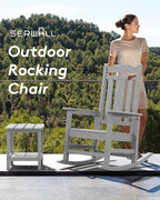 SERWALL Oversized Rocking Chair Set of 4 Outdoor, HDPE Outdoor Rocking Chair Set of 4, Space Gray