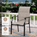 HERA'S HOUSE Premium Patio Dining Chair of 6, Rust Resistant Outdoor Chair with Textilene Padded Seat, Supports up to 350lbs with Comfort and Durability for Lawn Kitchen Garden Backyard