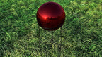 Lulu Decor, Red Stainless Steel Gazing Mirror Ball Size 12 with Stand