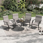 Amopatio Patio Chairs Set of 4, Outdoor Porch Chairs for All Weather, Breathable Garden Outdoor Dining Chairs for Backyard Deck, Grey & White